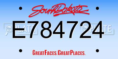 E784724 South Dakota License Plate