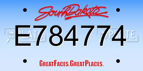 E784774 South Dakota License Plate