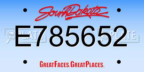 E785652 South Dakota License Plate
