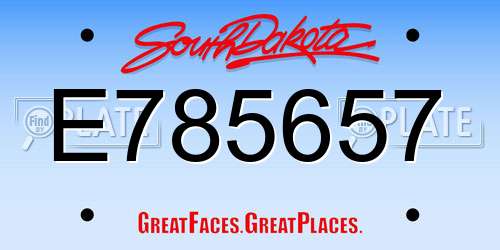 E785657 South Dakota License Plate
