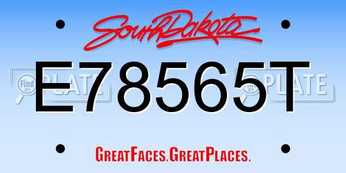 E78565T South Dakota License Plate