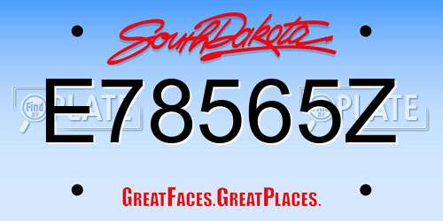 E78565Z South Dakota License Plate