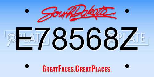 E78568Z South Dakota License Plate