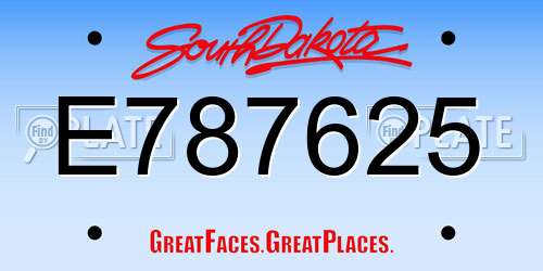 E787625 South Dakota License Plate