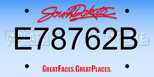 E78762B South Dakota License Plate