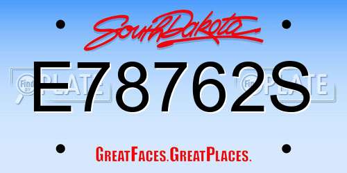 E78762S South Dakota License Plate