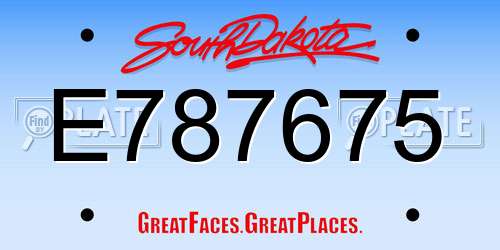 E787675 South Dakota License Plate
