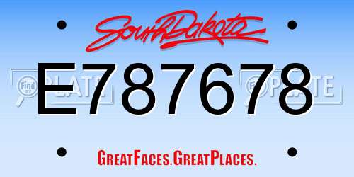 E787678 South Dakota License Plate