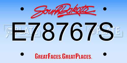E78767S South Dakota License Plate