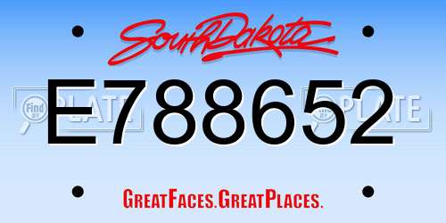 E788652 South Dakota License Plate