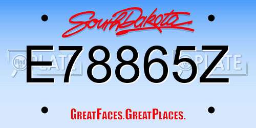 E78865Z South Dakota License Plate