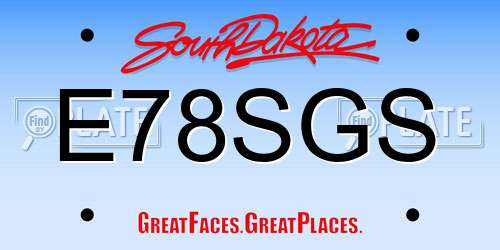 E78SGS South Dakota License Plate