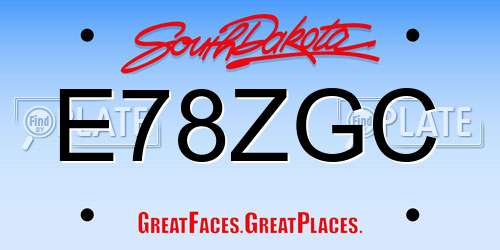 E78ZGC South Dakota License Plate