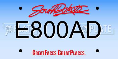 E800AD South Dakota License Plate