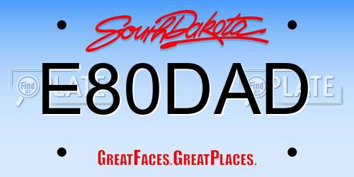 E80DAD South Dakota License Plate