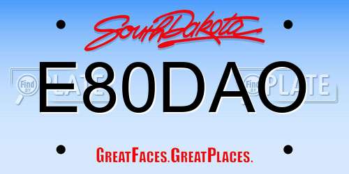 E80DAO South Dakota License Plate