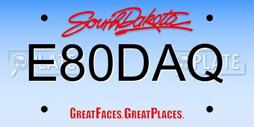 E80DAQ South Dakota License Plate