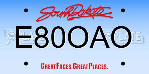 E80OAO South Dakota License Plate