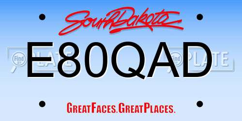 E80QAD South Dakota License Plate