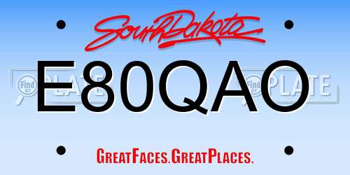 E80QAO South Dakota License Plate