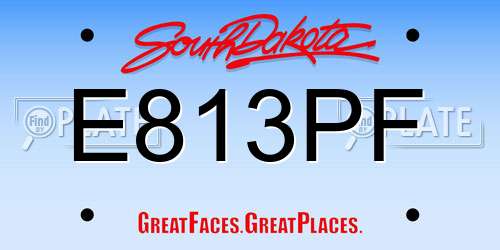 E813PF South Dakota License Plate