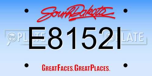 E8152I South Dakota License Plate