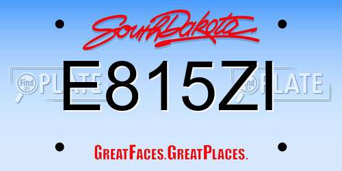 E815ZI South Dakota License Plate