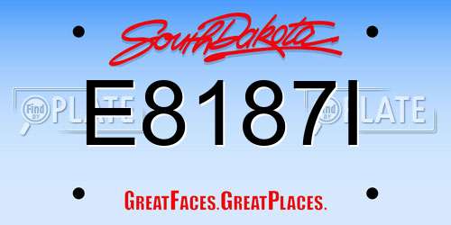 E8187I South Dakota License Plate