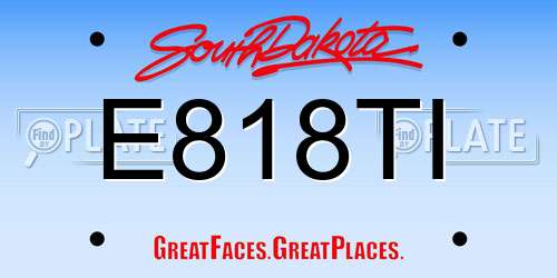 E818TI South Dakota License Plate