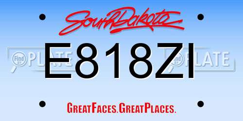 E818ZI South Dakota License Plate