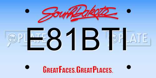 E81BTI South Dakota License Plate