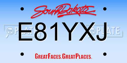 E81YXJ South Dakota License Plate