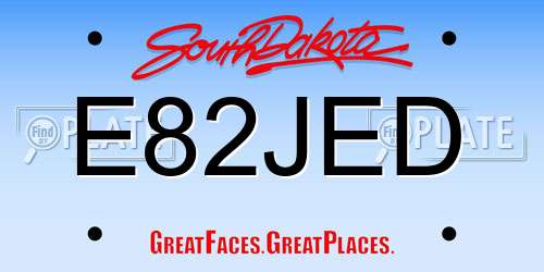 E82JED South Dakota License Plate