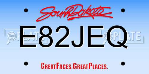 E82JEQ South Dakota License Plate