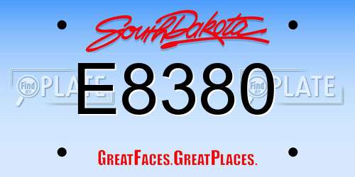 E8380 South Dakota License Plate