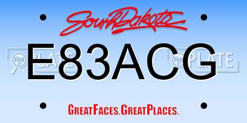 E83ACG South Dakota License Plate