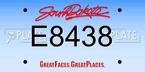 E8438 South Dakota License Plate