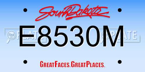 E8530M South Dakota License Plate