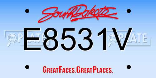E8531V South Dakota License Plate