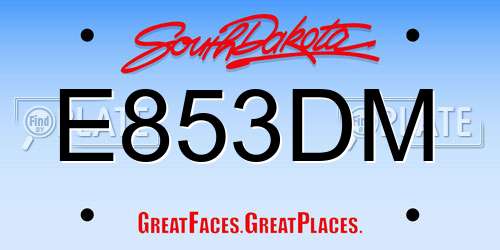 E853DM South Dakota License Plate