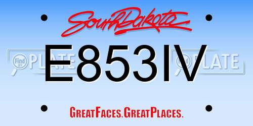 E853IV South Dakota License Plate