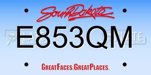 E853QM South Dakota License Plate