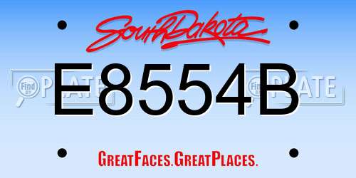 E8554B South Dakota License Plate