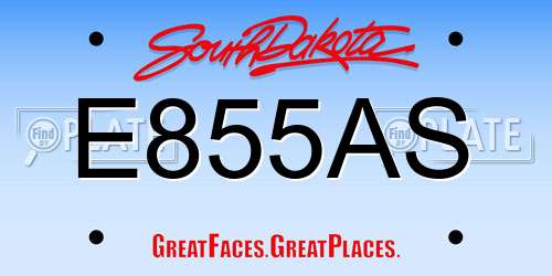 E855AS South Dakota License Plate