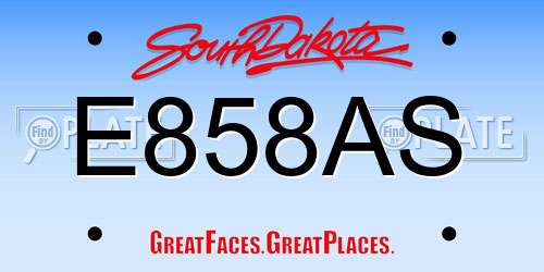 E858AS South Dakota License Plate