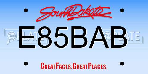 E85BAB South Dakota License Plate