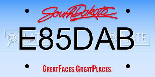 E85DAB South Dakota License Plate