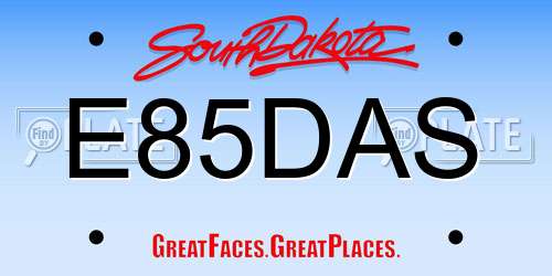E85DAS South Dakota License Plate