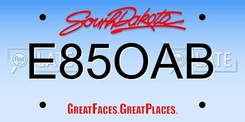 E85OAB South Dakota License Plate