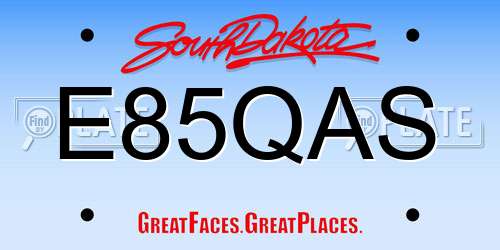 E85QAS South Dakota License Plate